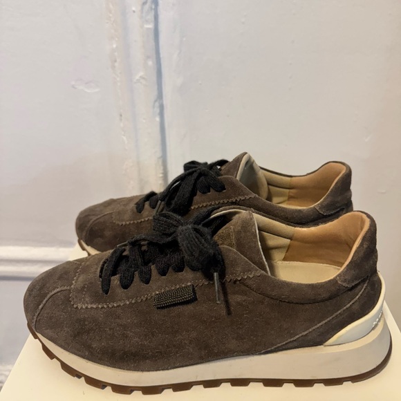 Brunello Cucinelli Women’s Brown Suede Sneakers - Picture 3 of 6